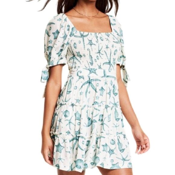 Agua Bendita Dresses & Skirts - Agua Bonita Deep Sea Ocean Print Smocked Dress